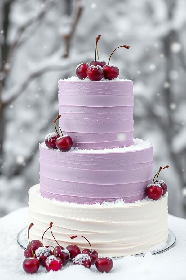 61 Exquisite Wedding Cakes for Every Style: Lavender & Ivory Winter Cake