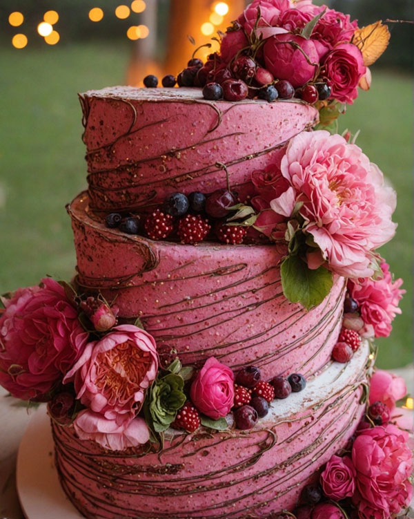 61 Exquisite Wedding Cakes for Every Style: Rustic Berry Bliss Cake