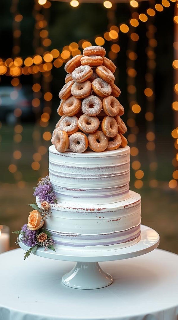 61 Exquisite Wedding Cakes for Every Style: Donut Tower Wedding Cake