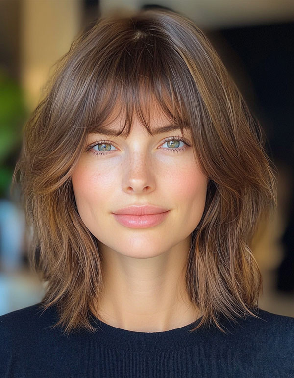 35 French Bob Haircuts : Wavy Blonde French Bob with Wispy Bangs