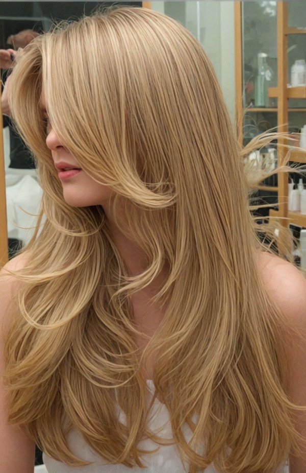 Golden Blonde with Soft Layers, Cute Layered Hairstyle For Long Hair, long layered haircut