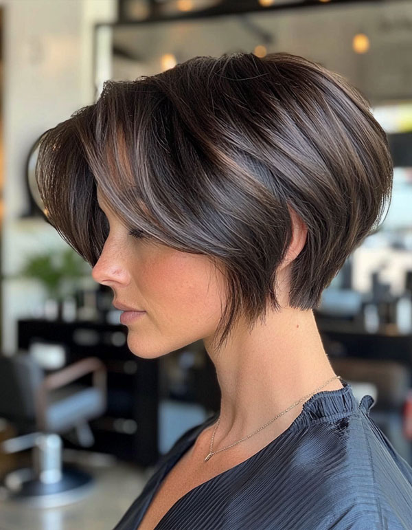 43 Bixie Haircuts For a Chic & Modern Look : Brunette with Cool-Toned Highlights