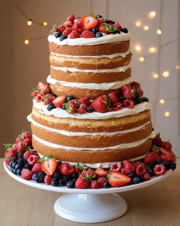 Rustic Naked Berry Cake, wedding cake, wedding cake trends, wedding cake inspiration