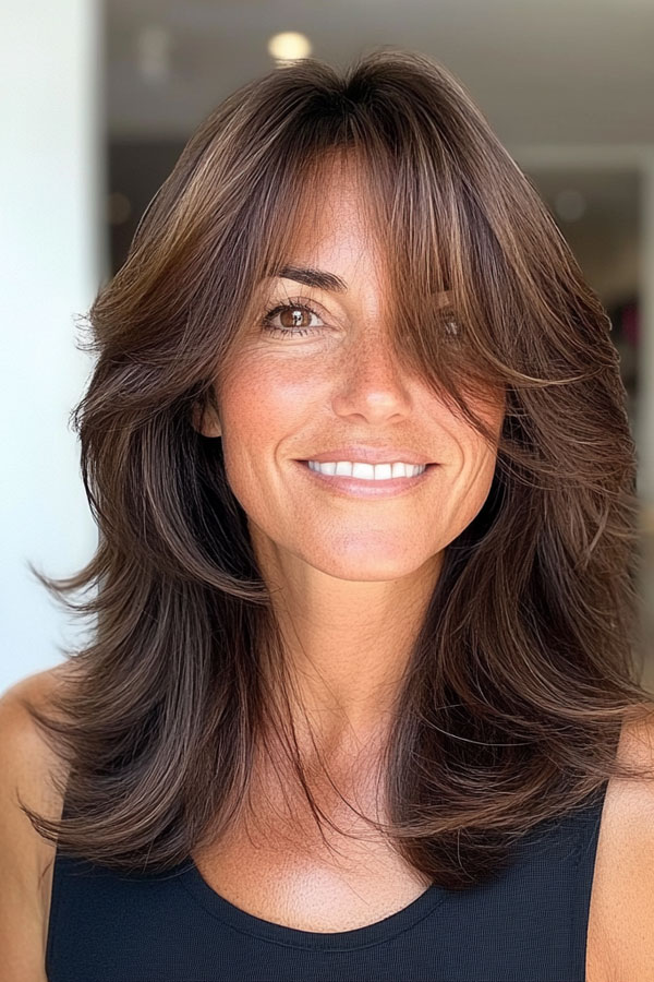 35 Layered Haircuts for Women Over 40 : Effortless Brunette Layers