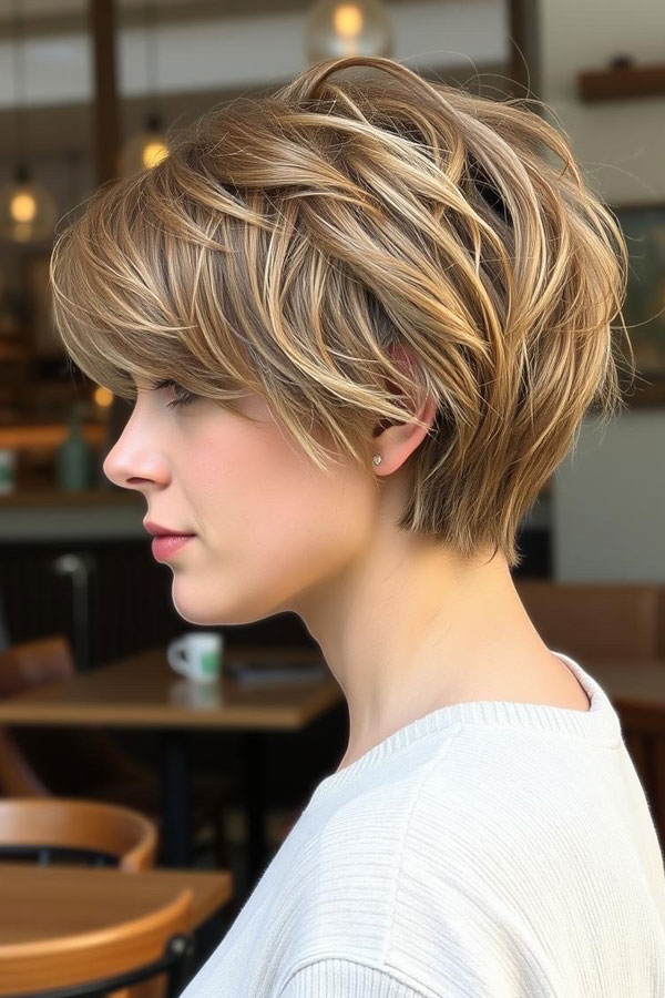 40 Pixie Haircuts for Modern Women : Warm Honey Blonde Chic Pixie