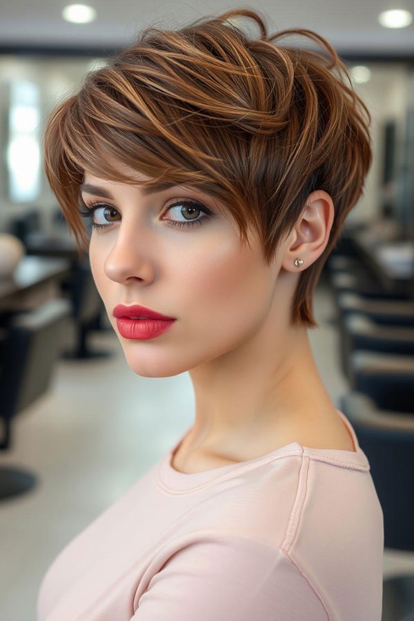 40 Pixie Haircuts for Modern Women : Sculpted Auburn Pixie