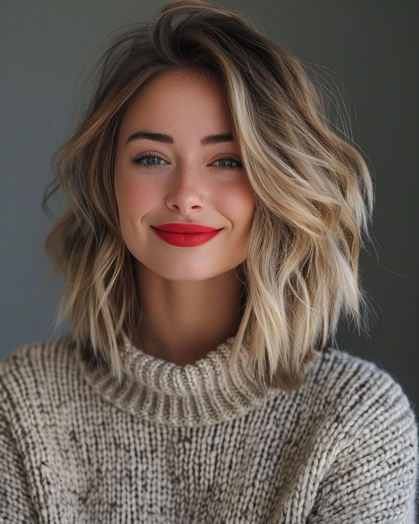 42 Autumn-Inspired Hair Shades to Try : Frosted Vanilla Long Bob