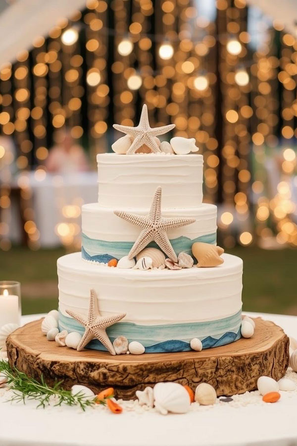 61 Exquisite Wedding Cakes for Every Style: Coastal Dream Cake