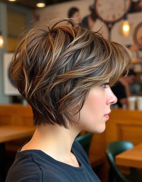 Deep Brown Tousled Layers Pixie, Pixie Haircut for Modern Women