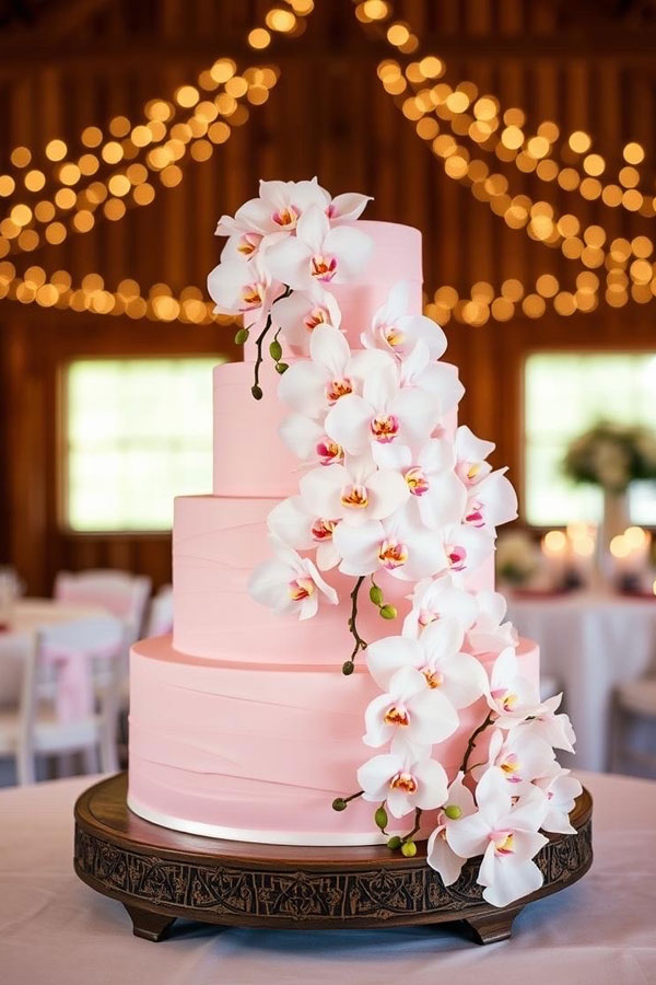 Orchid Elegant Blush Wedding Cake, wedding cake, wedding cake trends, wedding cake inspiration