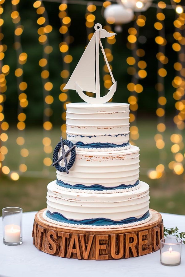 61 Exquisite Wedding Cakes for Every Style: Nautical Nuptials