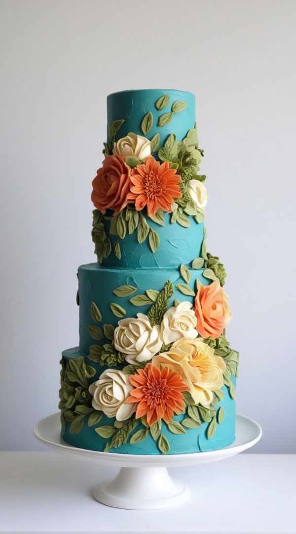 61 Exquisite Wedding Cakes for Every Style: Vintage Floral Elegance Cake