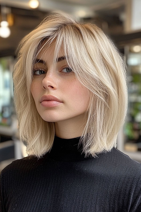 40 Trendsetting Tousled Layers : Icy Blonde Bob with Soft Layers