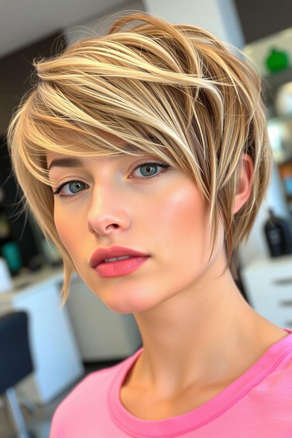 40 Pixie Haircuts for Modern Women : Sunlit Blonde Pixie Bob