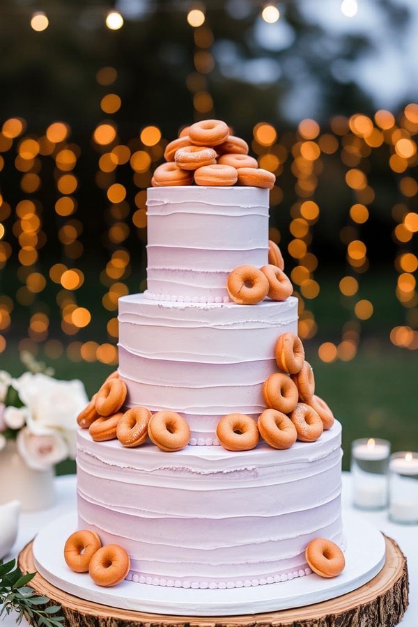 61 Exquisite Wedding Cakes for Every Style: Whimsical Donut Delight Cake