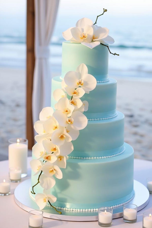 61 Exquisite Wedding Cakes for Every Style: Serene Coastal Elegance Cake