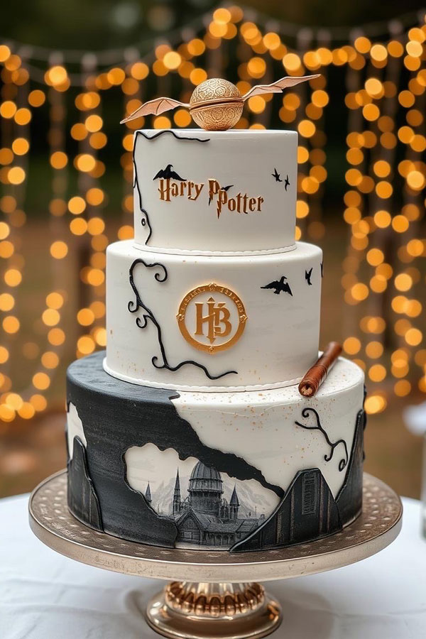 Harry Potter-Inspired Cake, wedding cake, wedding cake trends, wedding cake inspiration