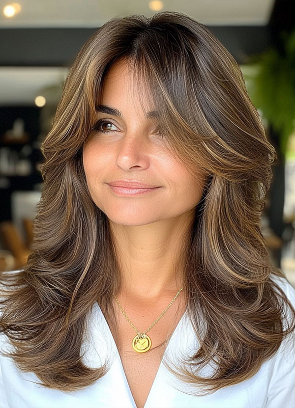 35 Layered Haircuts for Women Over 40 : Soft Layers with a Hint of Warmth