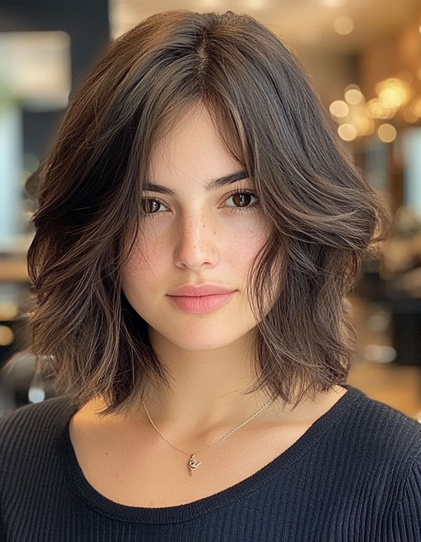 40 Trendsetting Tousled Layers : Textured Brunette Long Bob