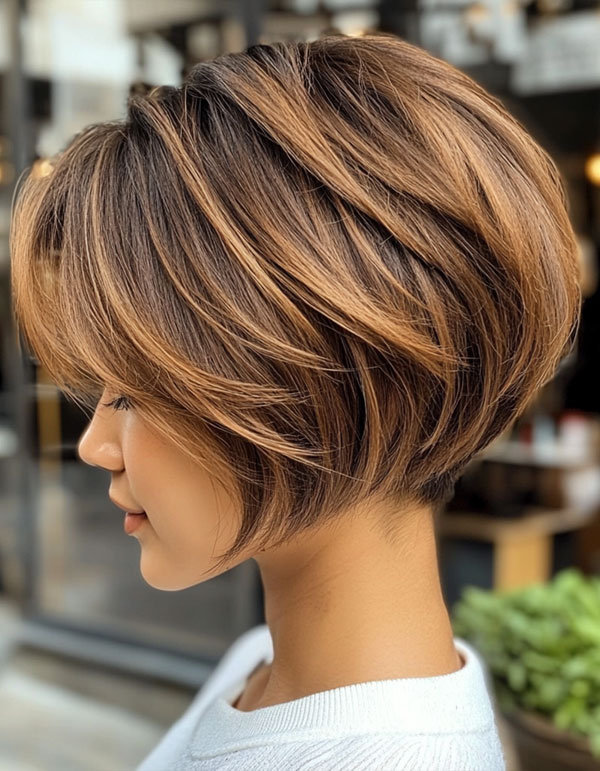 43 Bixie Haircuts For a Chic & Modern Look : Warm Caramel Bixie