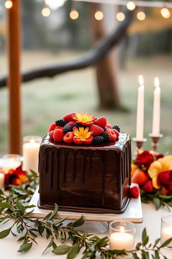 61 Exquisite Wedding Cakes for Every Style: Decadent Square Delight