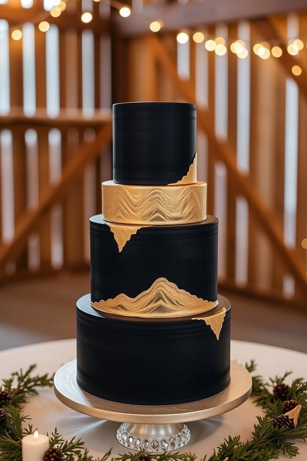 Elegance in Black and Gold, wedding cake, wedding cake trends, wedding cake inspiration