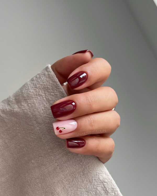 30 Summer Nail Trends to Try : Cherry Burgundy Nails