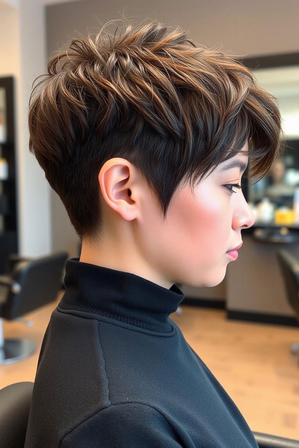 40 Pixie Haircuts for Modern Women : Brunette Edgy Undercut Pixie