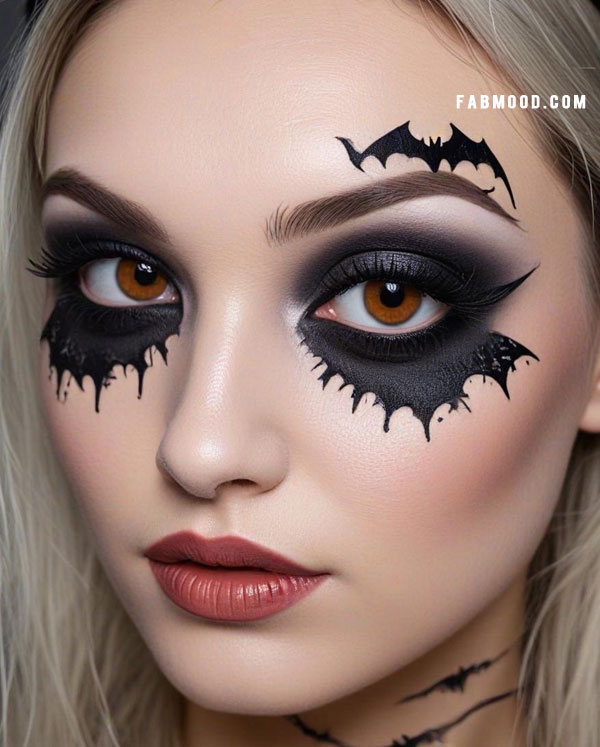 Dark Bat Queen Glam, Halloween Makeup Look, spooky halloween makeup inspirations, Halloween makeup eye makeup