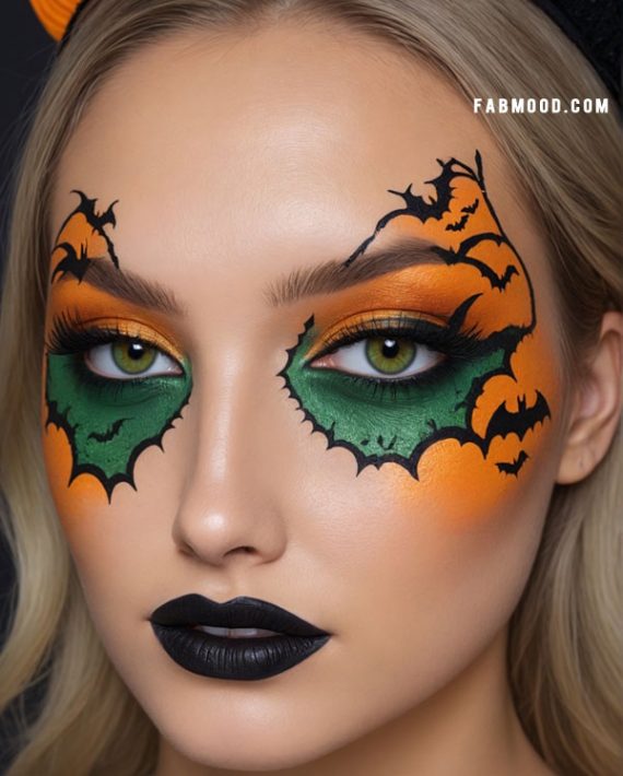 100 Halloween Makeup Looks : Pumpkin Patch Bat Queen