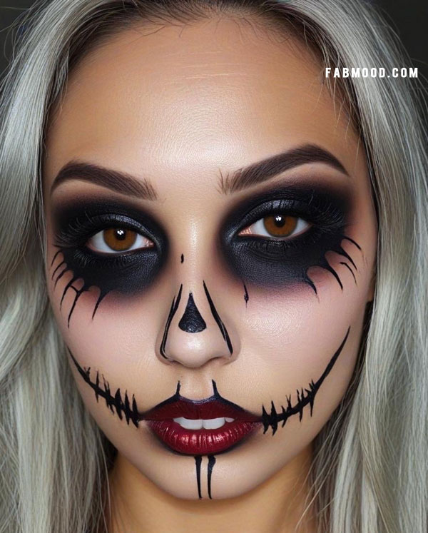 100 Halloween Makeup Looks : Sinister Skull Glam