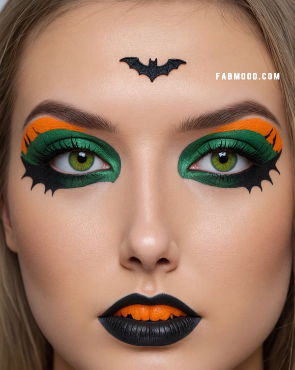 100 Halloween Makeup Looks : Wickedly Green & Pumpkin Glam