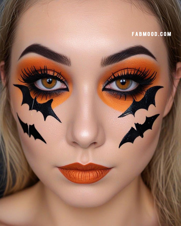 100 Halloween Makeup Looks : Batty Orange Glam