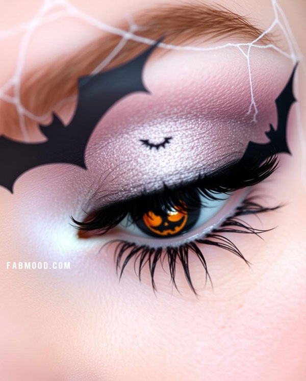 Bold Black Bat Wing Design, Halloween Makeup Look, spooky halloween makeup inspirations, Halloween makeup eye makeup