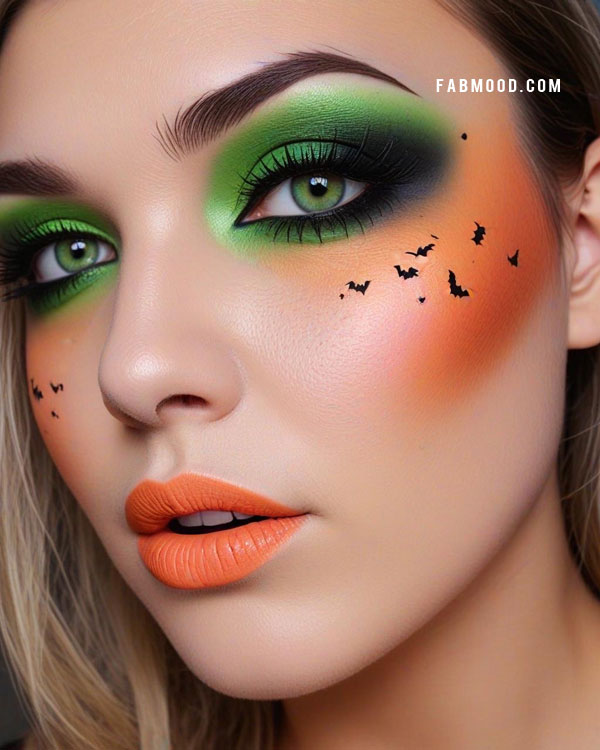 Halloween Glam with Bat Details, Halloween Makeup Look, spooky halloween makeup inspirations, Halloween makeup eye makeup