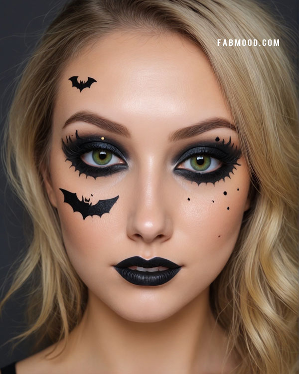 Gothic Bat Halloween Makeup,Halloween Makeup Look, spooky halloween makeup inspirations, Halloween makeup eye makeup