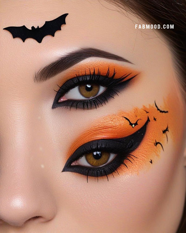 100 Halloween Makeup Looks : Elegant Halloween Eye Makeup with Bats