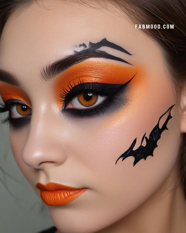 100 Halloween Makeup Looks : Fiery Bat Halloween Makeup