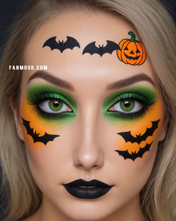 100 Halloween Makeup Looks : Wickedly Green & Batty Halloween Glam