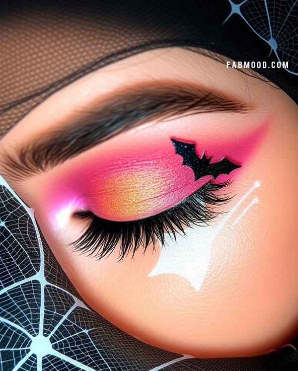 100 Halloween Makeup Looks : Sunset Bat Makeup