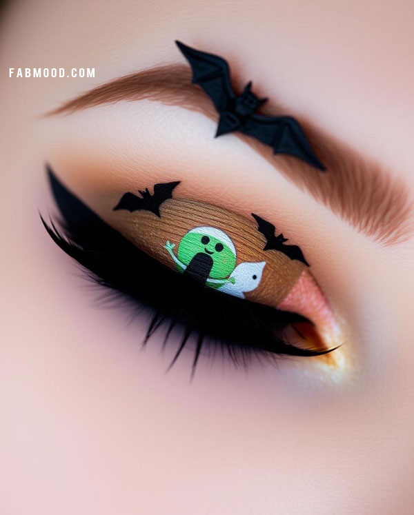 100 Halloween Makeup Looks : Spooky Green and Black Halloween Makeup