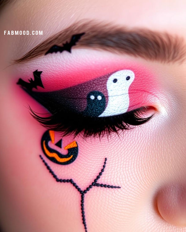 Ghostly Duo & Jack-o'-Lantern Glam, Halloween Makeup Look, spooky halloween makeup inspirations, Halloween makeup eye makeup