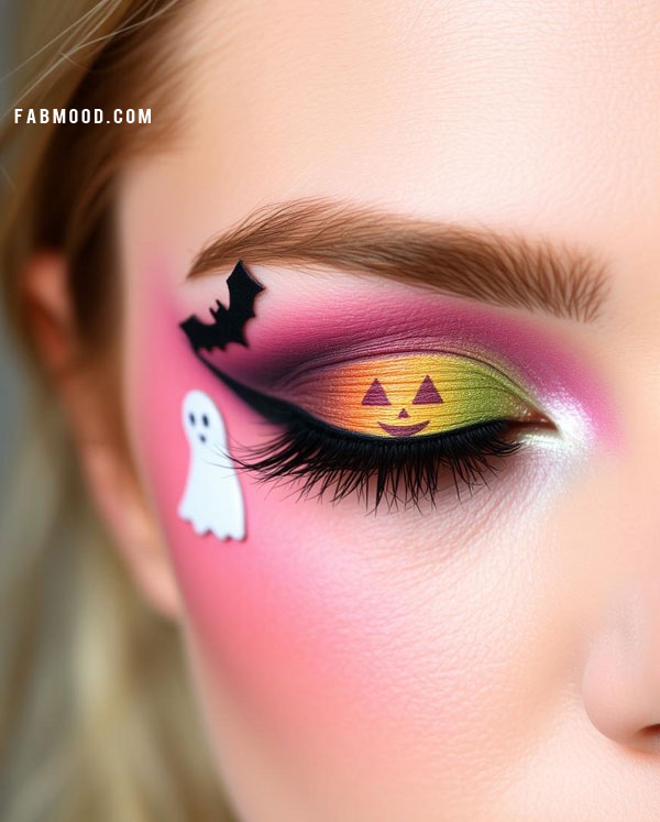 Sweet & Spooky Jack-o'-Lantern Glam, Halloween Makeup Look, spooky halloween makeup inspirations, Halloween makeup eye makeup