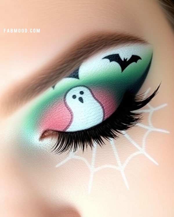 100 Halloween Makeup Looks : Pastel Ghost & Web Glam