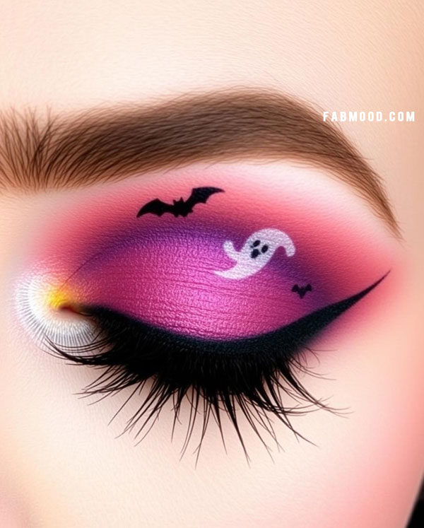 Spooky Ghost & Bat Glam, Halloween Makeup Look, spooky halloween makeup inspirations, Halloween makeup eye makeup