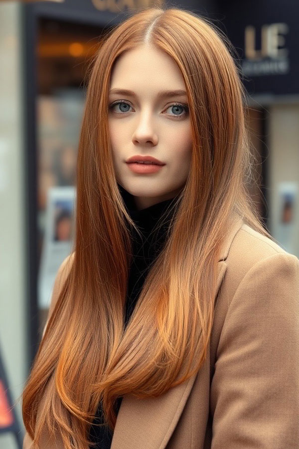 Autumn Auburn Sleek Long Hair, fall hair color trends, autumn hair colours