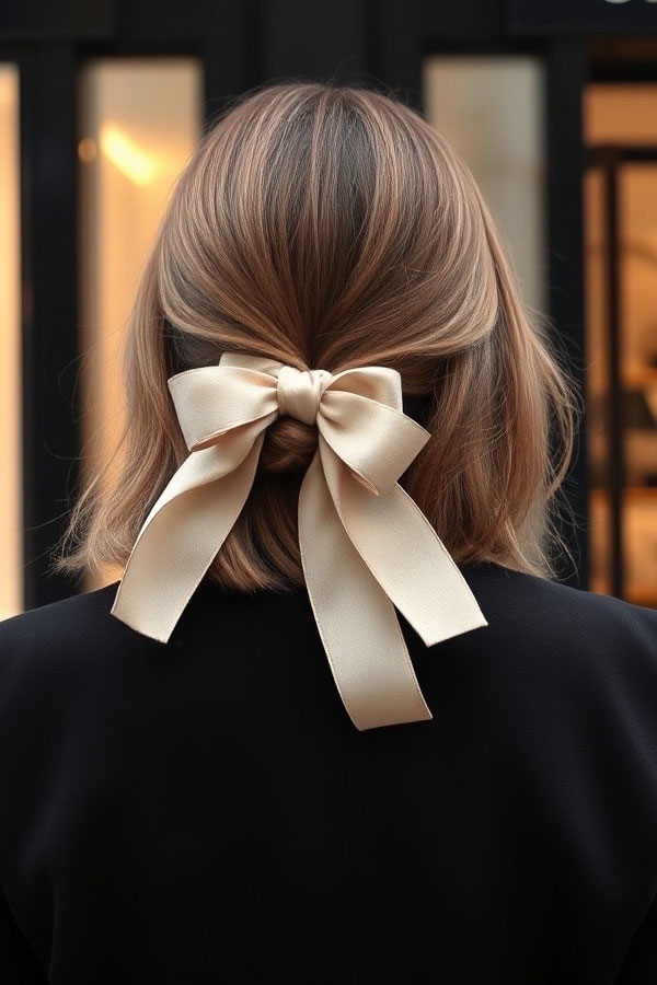 50 Cute Hairstyles to Rock Any Day of the Week : Bob Half Up with Elegant Bow