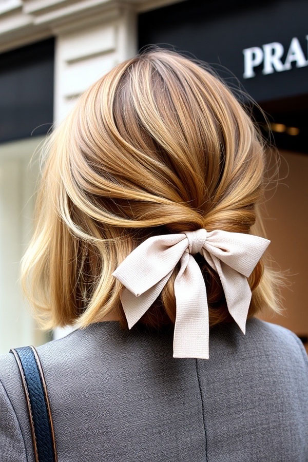 50 Cute Hairstyles to Rock Any Day of the Week : Sweet Bow Tie-Back Bob