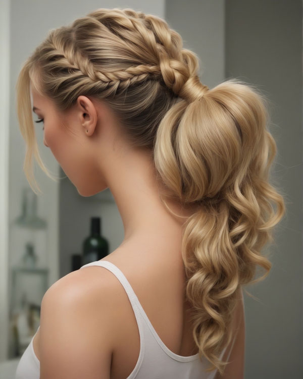 Braided Crown Ponytail, ponytail hairstyle, cute hairstyle