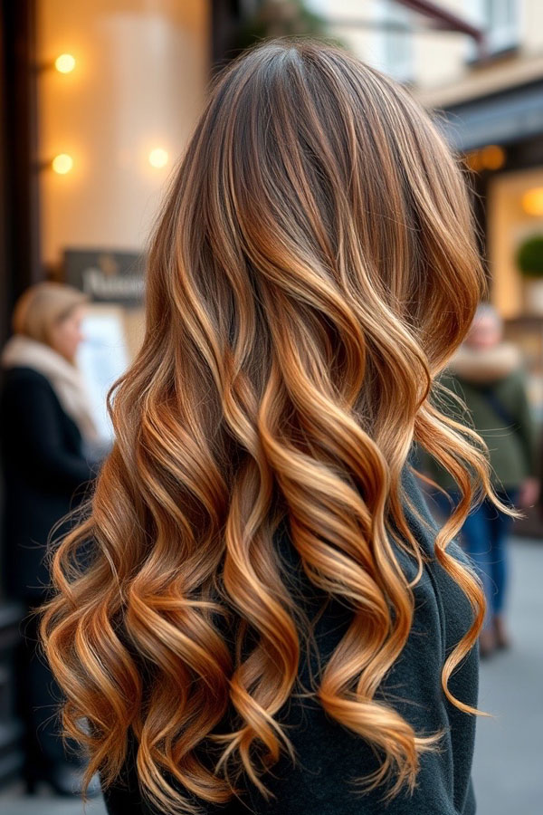 25 Cute Pumpkin Hair Colour Ideas for Fall : Caramel Pumpkin Curls